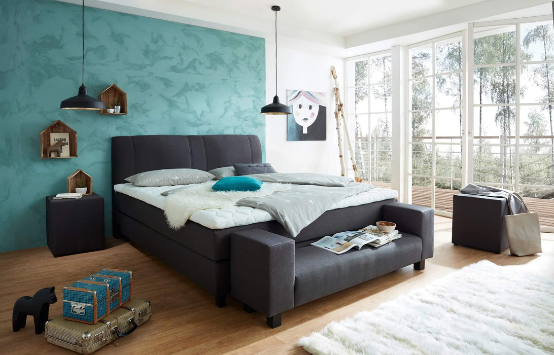 Boxspringbett Basic  Kurved musa dark grey