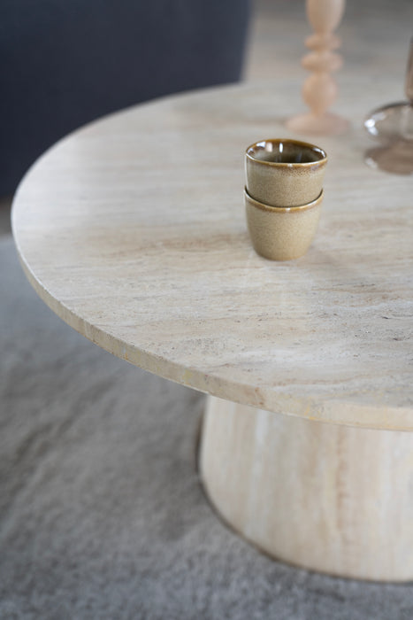 Travertin Couchtisch Aime, 70x70 rund