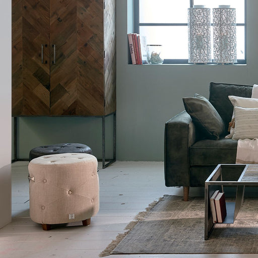 Bowery Footstool, linen, flax - Betten Ritter Living