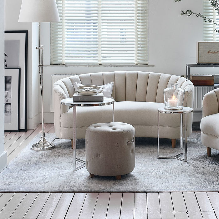 Bowery Footstool, linen, flax - Betten Ritter Living